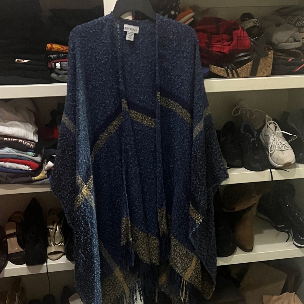 Catherines Blue and Gold Poncho